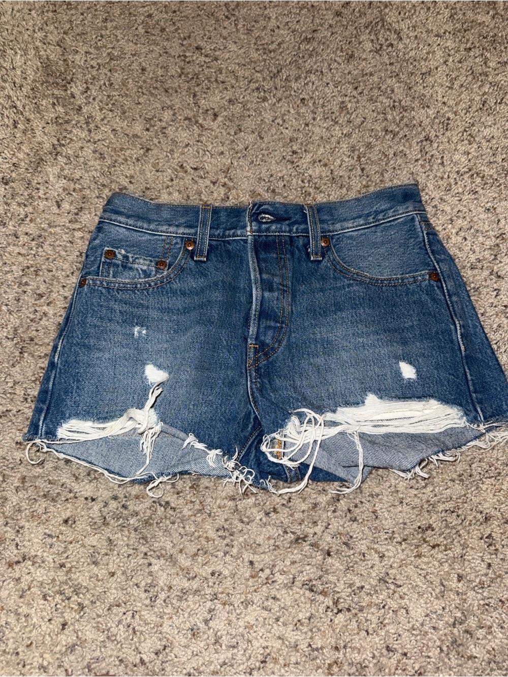 LEVI Distressed High-Rise Denim Women’s Shorts - Blue